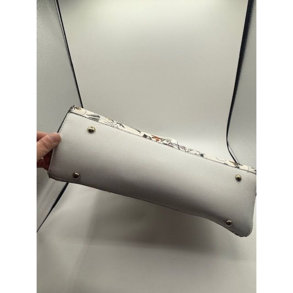 DASEIN White Floral Double Handle Satchel Shoulder Bag Purse & Wristlet Wallet - Picture 7 of 12